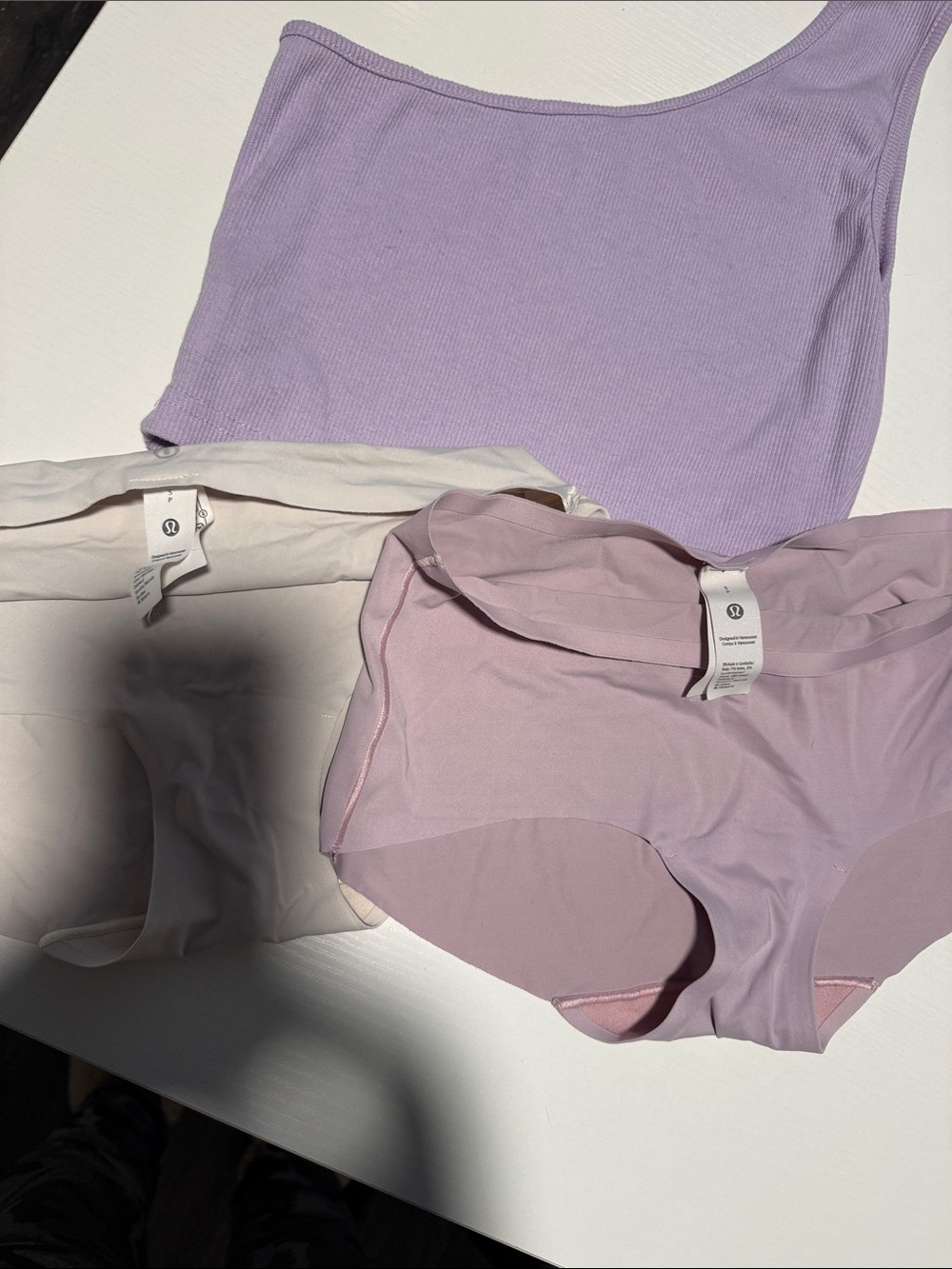Lavender Ribbed Tank with Light Pink Underwear Set